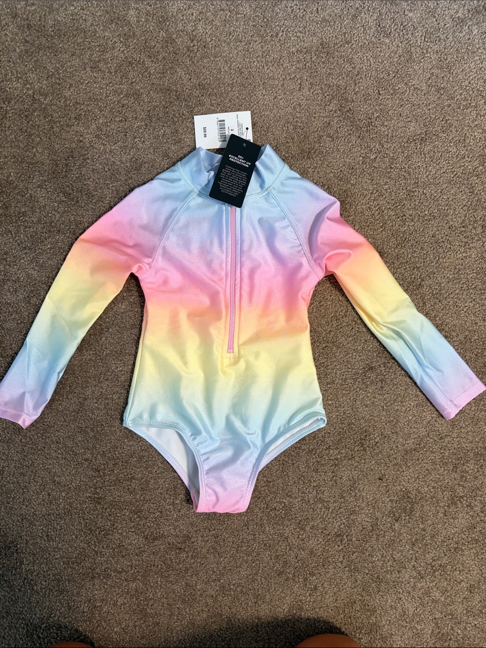 Toddler Long-Sleeve Ombre Rainbow One-Piece Swimsuit from Cotton On